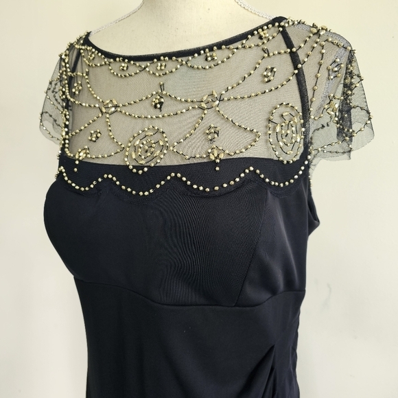 DJ Jaz Cap Sleeve Beaded Neck Sheath Dress - Picture 5 of 11